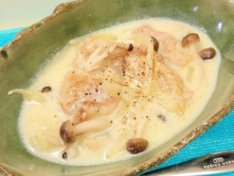 簡単♪(^^)鶏肉とシメジの豆乳クリーム煮♪